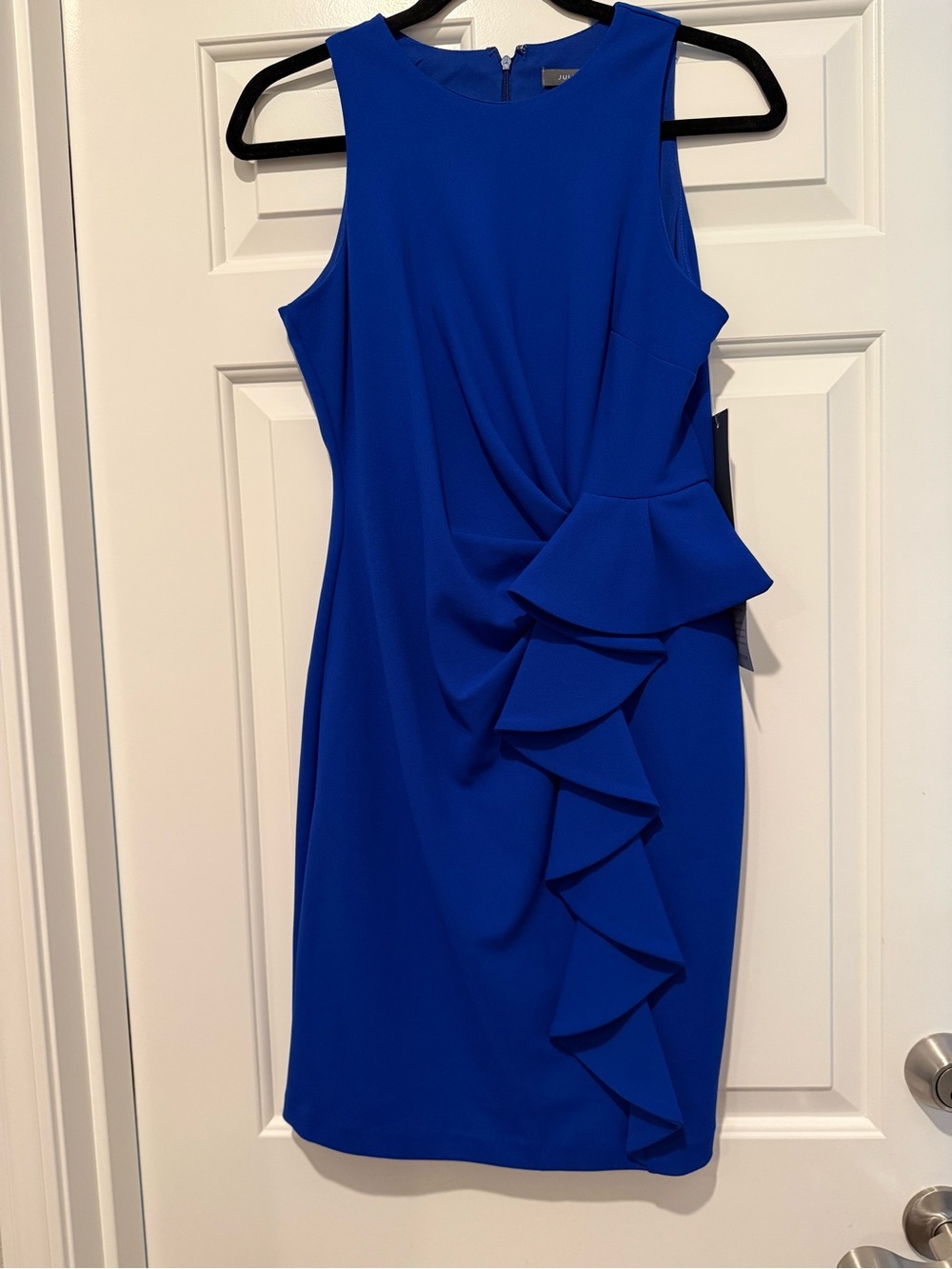 julia jordan Royal Blue Sleeveless Ruffle Sheath Dress